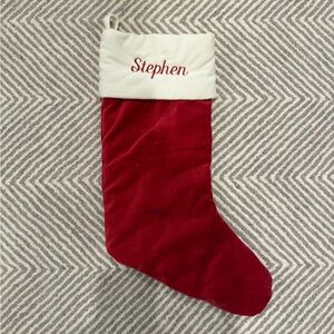 Pottery Barn Red and Cream Holiday Stocking